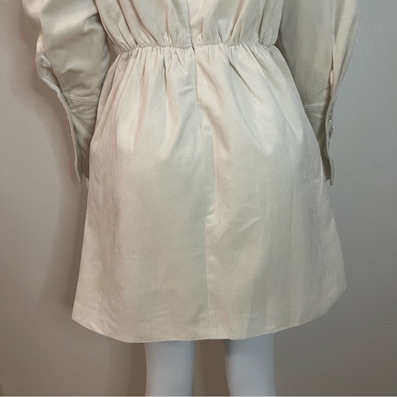 Cream velvet cutout blazer long sleeve  mini dress with buttons details - Picture 7 of 14